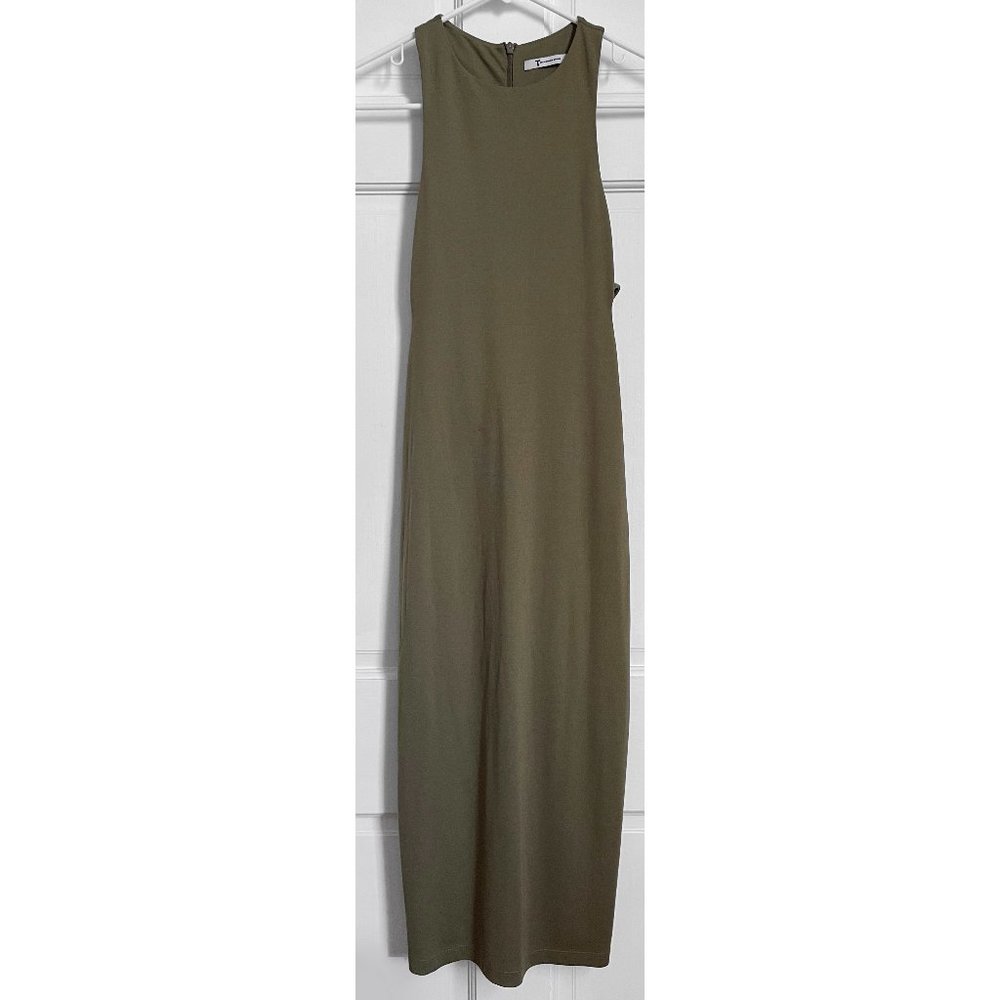 T Alexander Wang Tank Dress Midi Olive Back Strap Band Sleeveless XS Extra Small